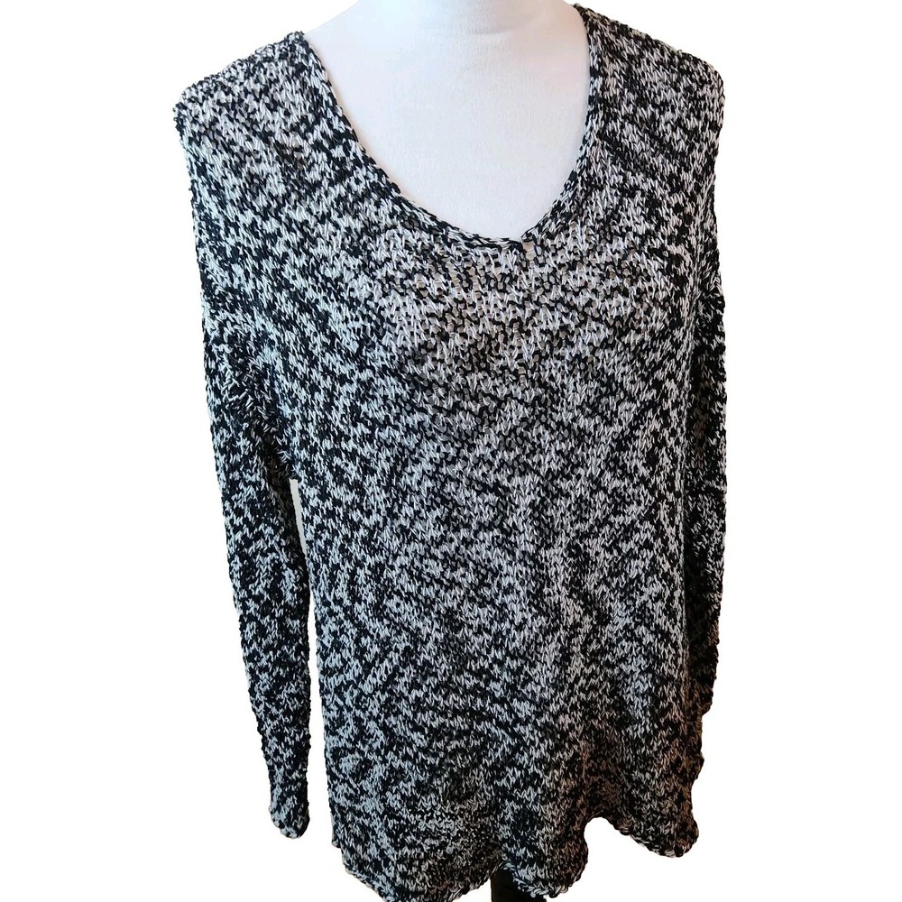 Eileen Fisher Womens Open Knit Pullover Top Slze Medium Classic Sweater‎